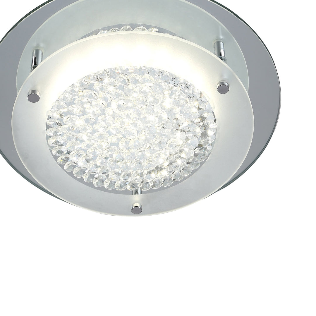 Mantra M5090 Cristal LED Flush Light 28cm Round 12W LED 4000K Polished Chrome / Cristal