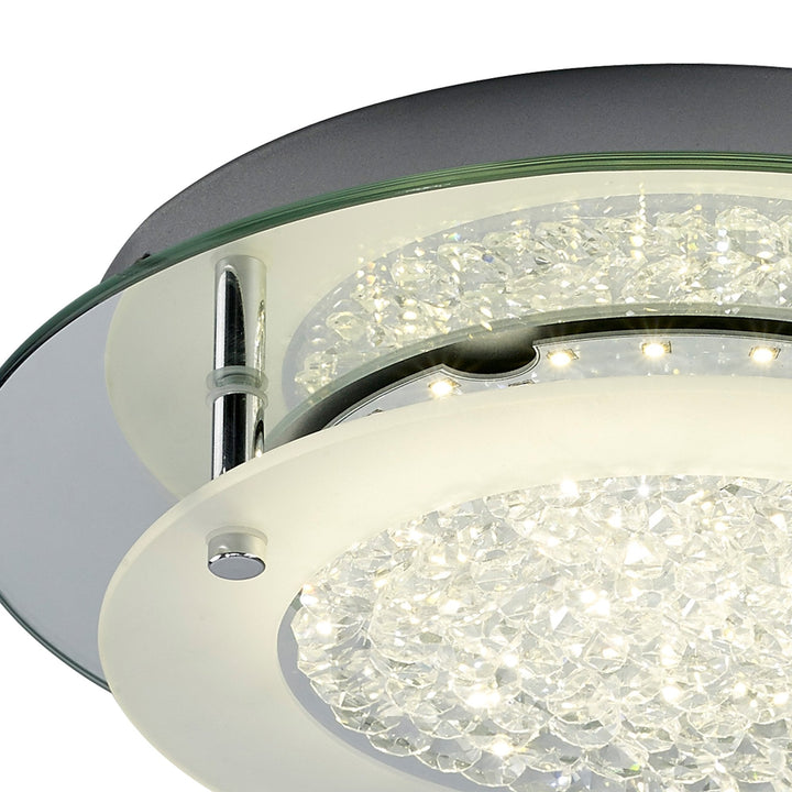 Mantra M5090 Cristal LED Flush Light 28cm Round 12W LED 4000K Polished Chrome / Cristal