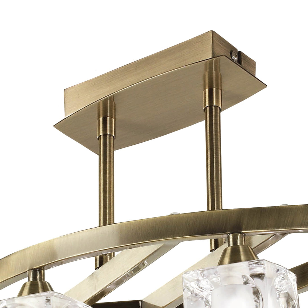 Mantra M2357AB/FR Cuadrax Rectangular Telescopic Semi Flush 6 Light G9 Antique Brass/Frosted Glass (0990)