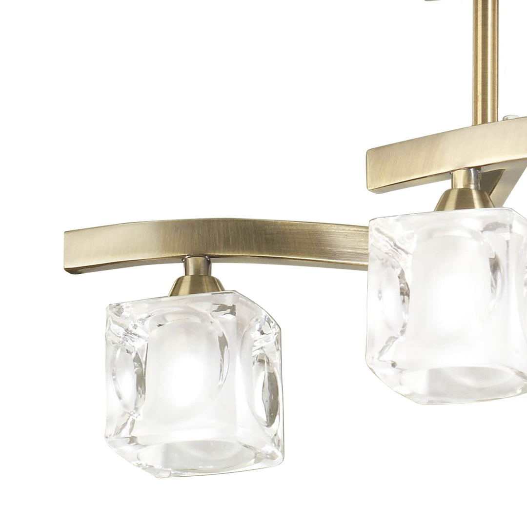 Mantra M0967AB/FR | Cuadrax Square | Semi Flush 4-Light G9 in Antique Brass with Frosted Glass