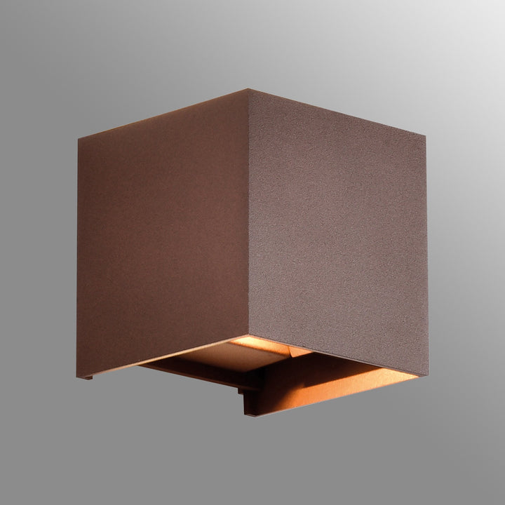 Mantra M8602 Davos Outdoor Square LED Wall Lamp Dimmable Rust Brown