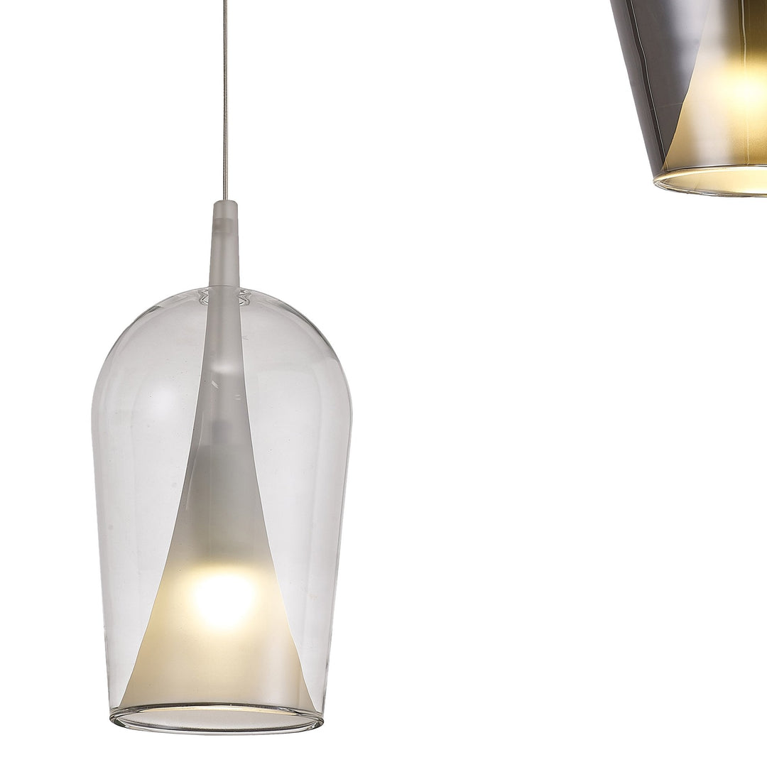 Mantra M8258 Elsa 3 Light Pendant With Mixed Shades Clear/Chrome/Bronze Glass With Frosted Inner Cone
