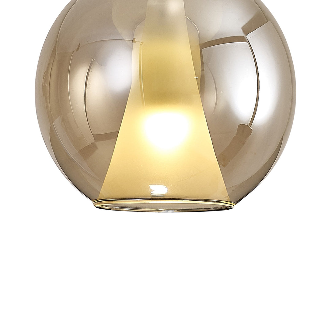 Mantra M8255 Elsa 1 Light Pendant With Round Shade Bronze Glass With Frosted Inner Cone