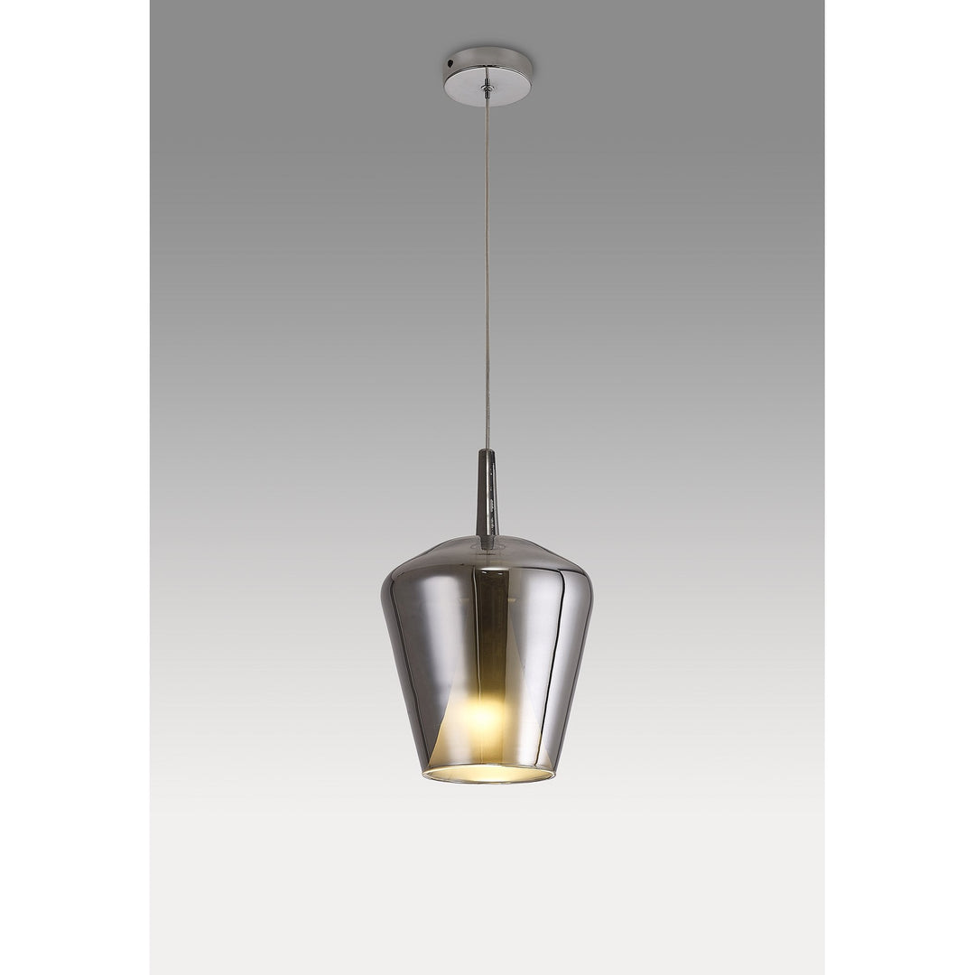 Mantra M8256 Elsa 1 Light Pendant With Inverted Bell Shade Chrome Glass With Frosted Inner Cone