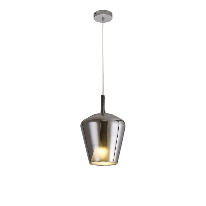 Mantra M8256 Elsa 1 Light Pendant With Inverted Bell Shade Chrome Glass With Frosted Inner Cone