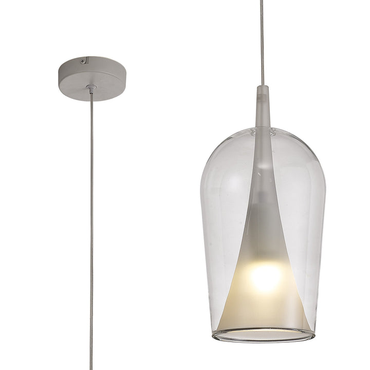 Mantra M8257 Elsa 1 Light Pendant With Champagne Glass Shade Clear Glass With Frosted Inner Cone