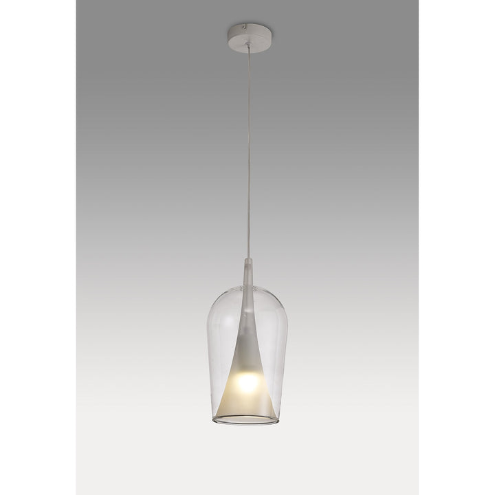 Mantra M8257 Elsa 1 Light Pendant With Champagne Glass Shade Clear Glass With Frosted Inner Cone