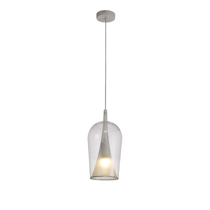 Mantra M8257 Elsa 1 Light Pendant With Champagne Glass Shade Clear Glass With Frosted Inner Cone