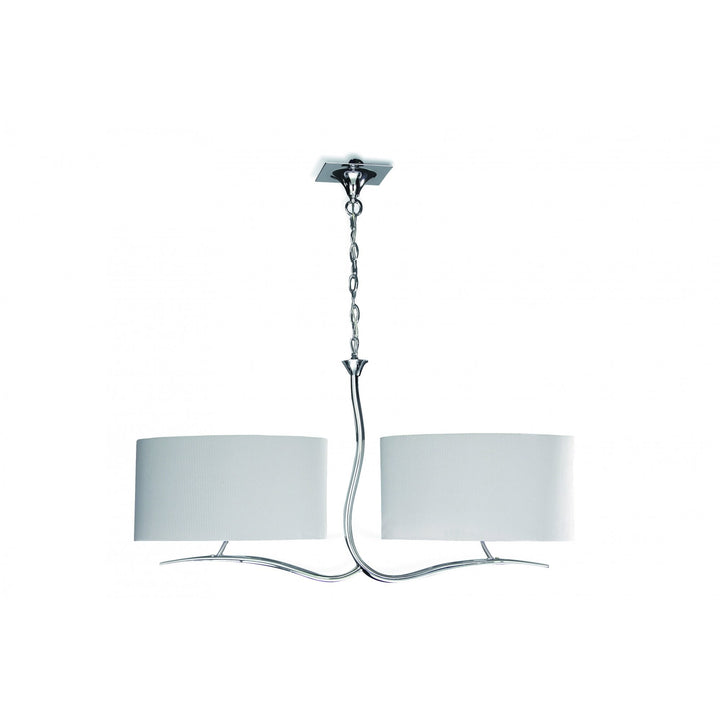 Mantra M1130/SP Eve Linear Pendant 2 Arm 4 Light Polished Chrome With Spanish Corrugated White Oval Shades