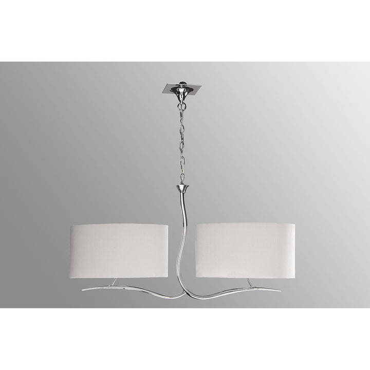 Mantra M1130/SP Eve Linear Pendant 2 Arm 4 Light Polished Chrome With Spanish Corrugated White Oval Shades