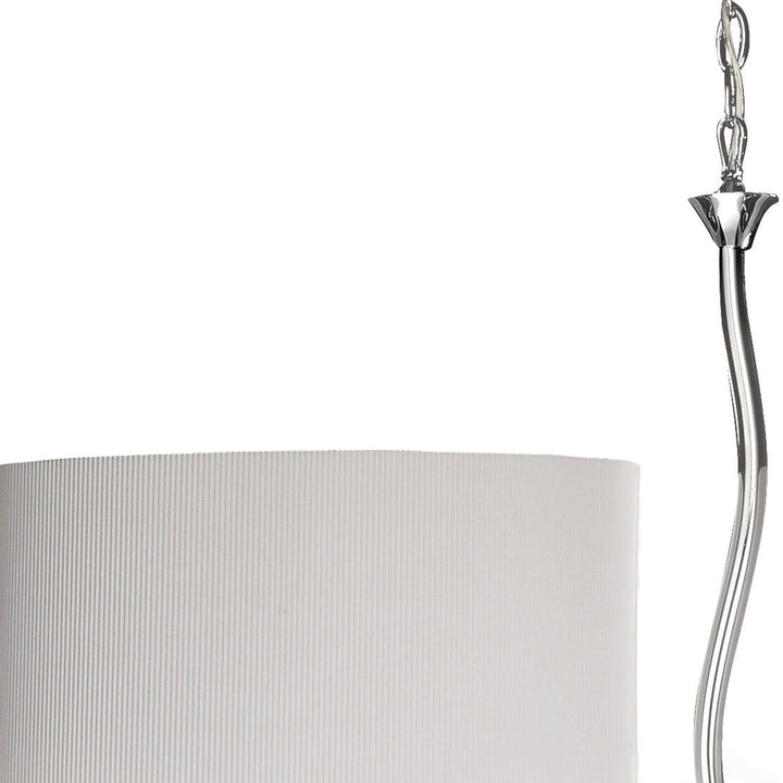 Mantra M1130/SP Eve Linear Pendant 2 Arm 4 Light Polished Chrome With Spanish Corrugated White Oval Shades