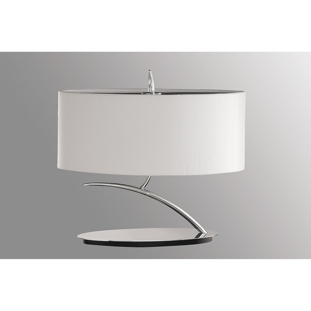 Mantra M1138/SP Eve Table Lamp 2 Light Small Polished Chrome With Spanish Corrugated White Oval Shade