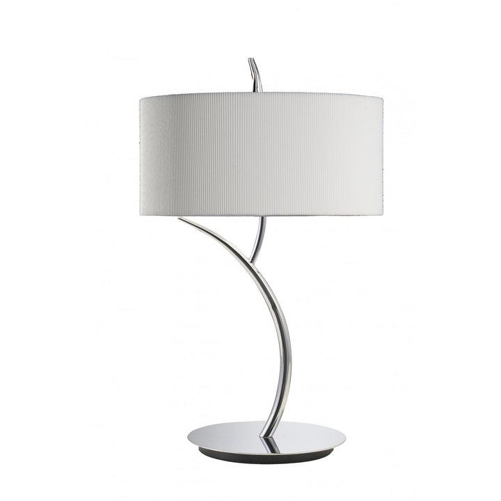 Mantra M1137/SP Eve Table Lamp 2 Light Large Polished Chrome With Spanish Corrugated White Round Shade