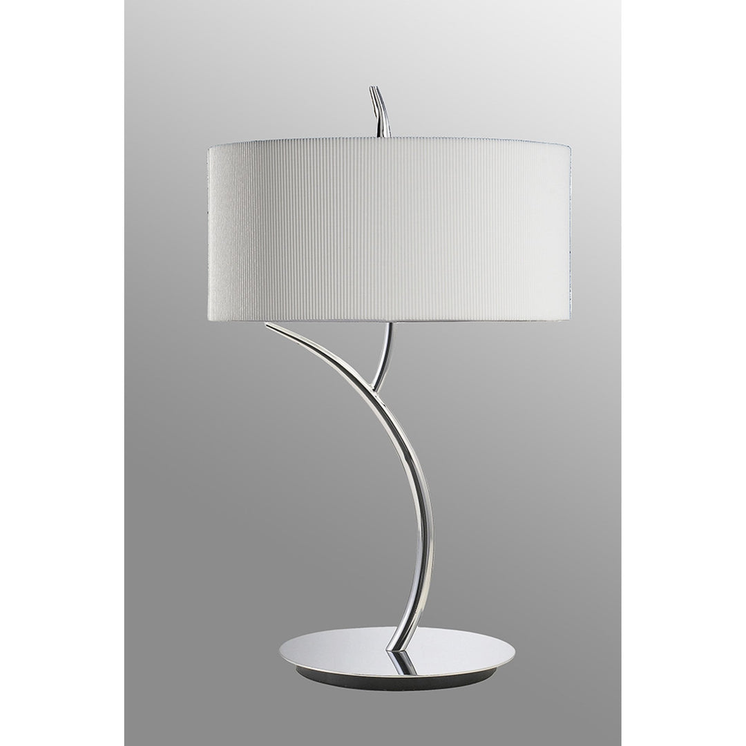 Mantra M1137/SP Eve Table Lamp 2 Light Large Polished Chrome With Spanish Corrugated White Round Shade