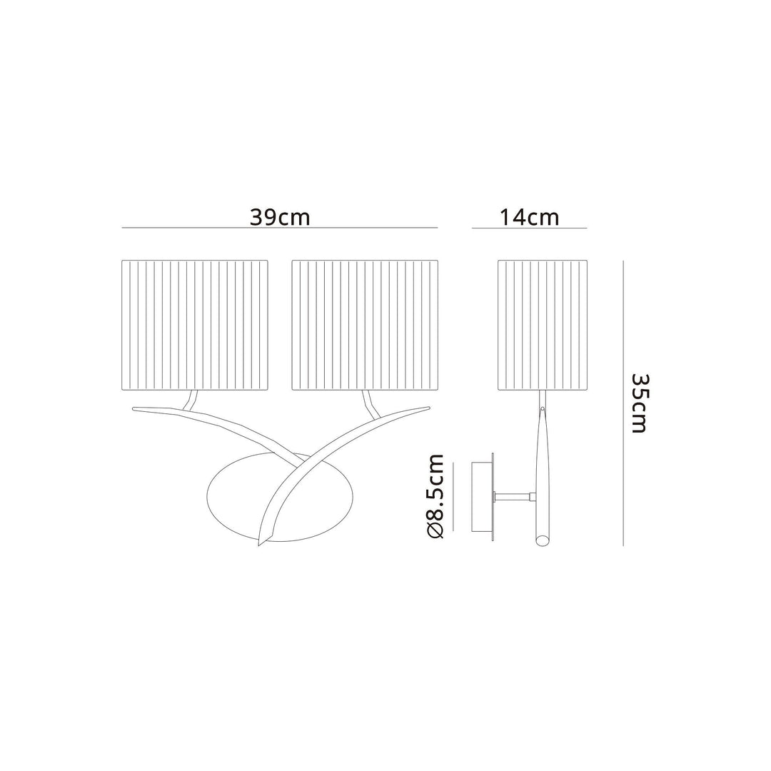 Mantra M1135/SP Eve Wall Lamp 2 Light Polished Chrome With Spanish Corrugated White Oval Shades