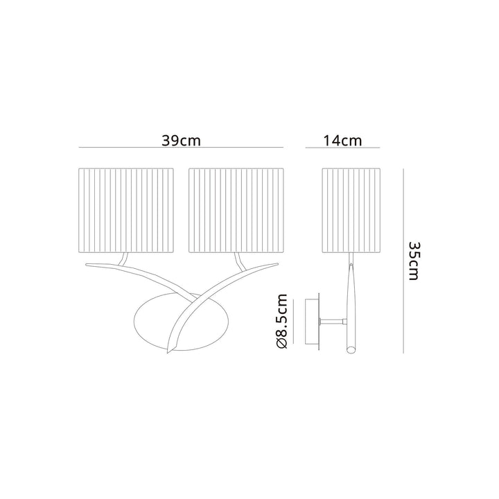 Mantra M1135/SP Eve Wall Lamp 2 Light Polished Chrome With Spanish Corrugated White Oval Shades