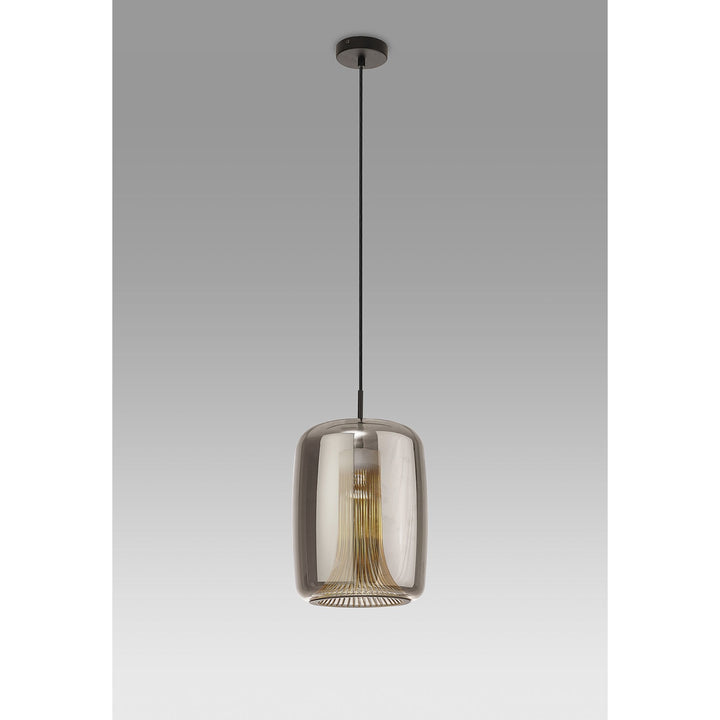 Mantra M8521 Kriss Cylinder Pendant Black/Black Glass Shade With Inner Lined Funnel Glass