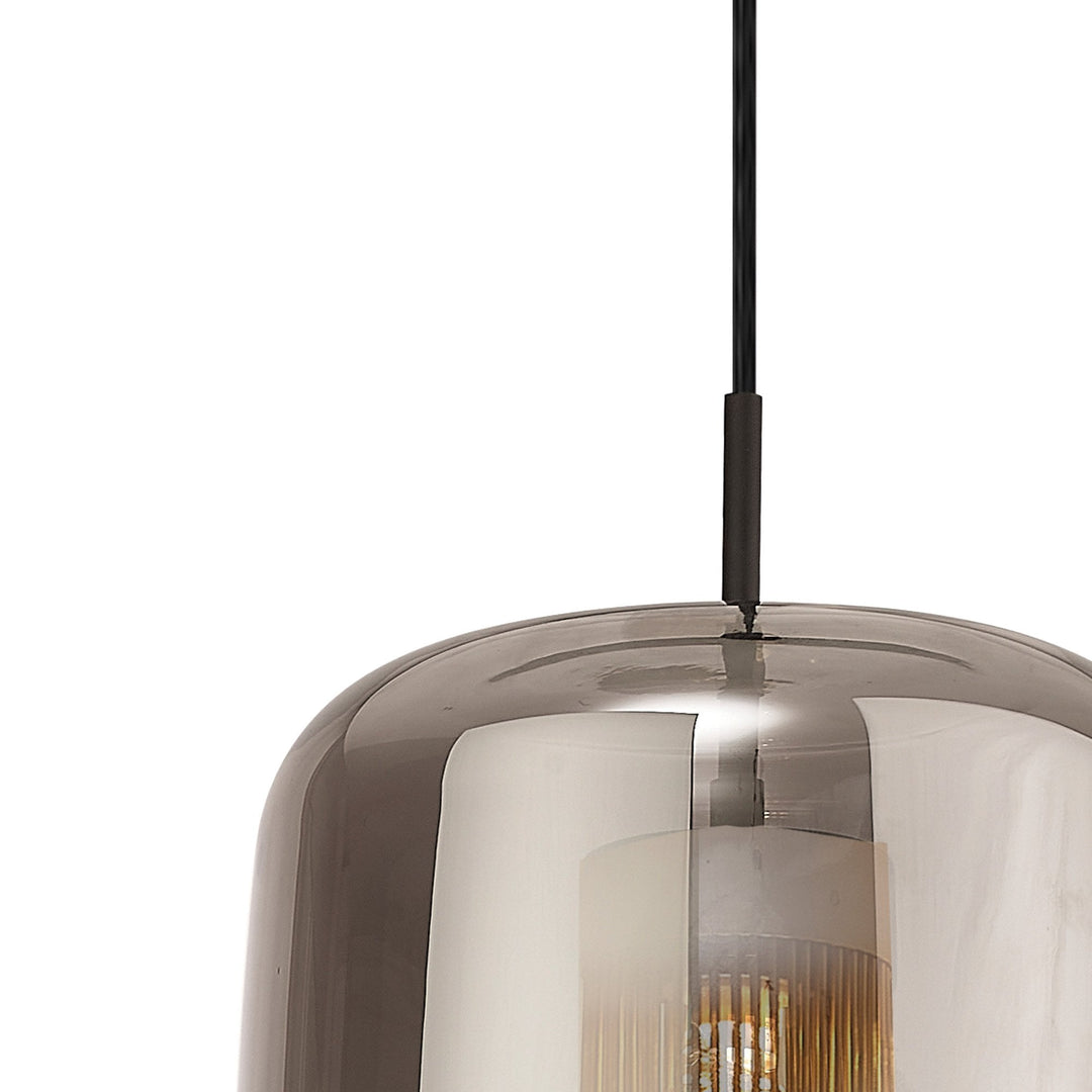 Mantra M8521 Kriss Cylinder Pendant Black/Black Glass Shade With Inner Lined Funnel Glass