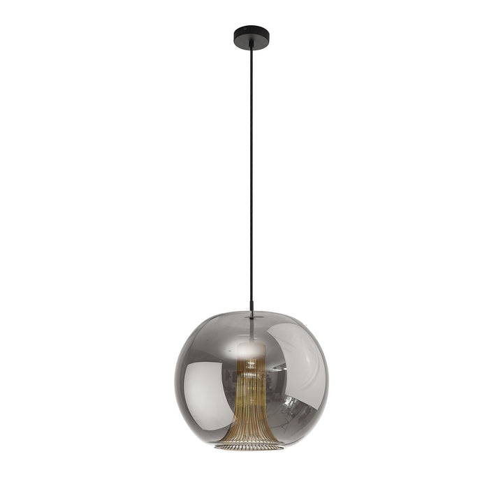 Mantra M8523 Kriss Squircle Pendant Black/Black Glass Shade With Inner Lined Funnel Glass