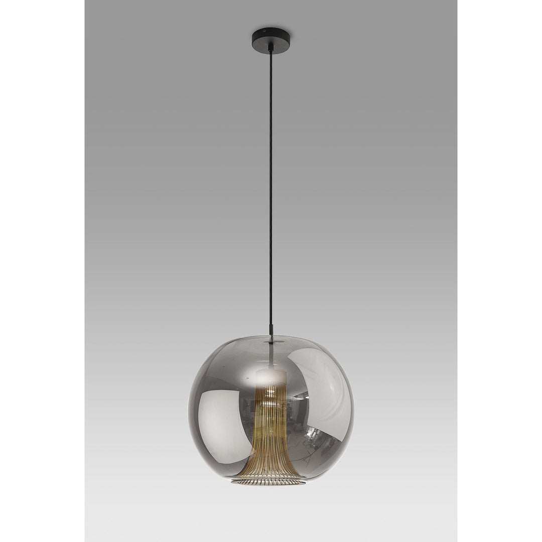 Mantra M8523 Kriss Squircle Pendant Black/Black Glass Shade With Inner Lined Funnel Glass