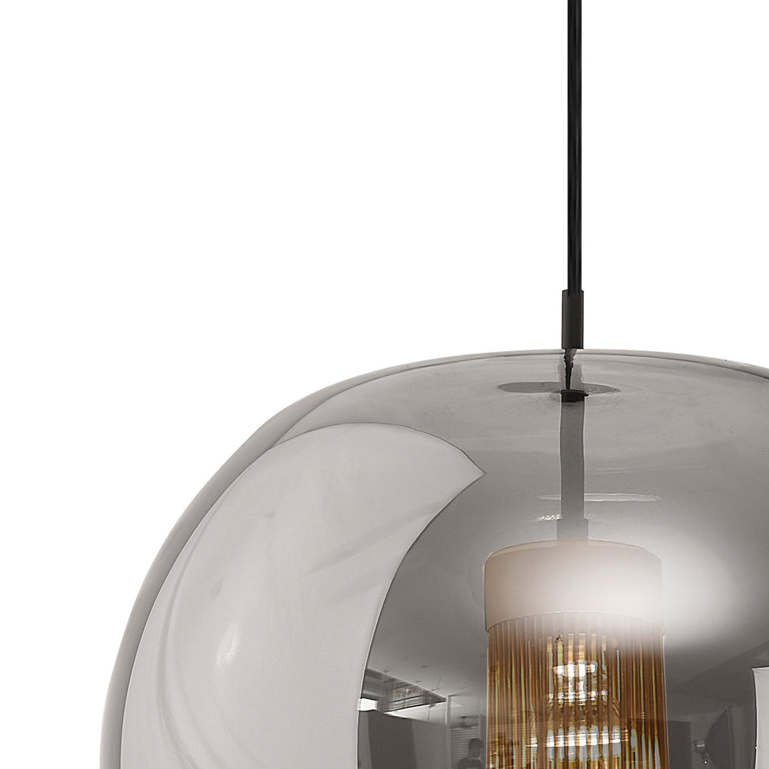 Mantra M8523 Kriss Squircle Pendant Black/Black Glass Shade With Inner Lined Funnel Glass