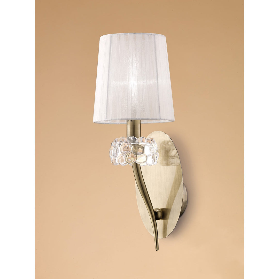 Mantra M4635AB/WS Loewe Wall Lamp 1 Light Antique Brass With White Shade (4735)