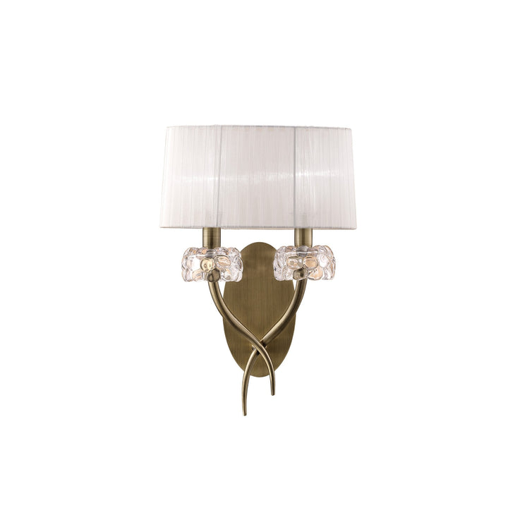 Mantra M4634AB/WS Loewe Wall Lamp 2 Light Antique Brass With White Shade (4734)