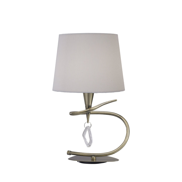 Mantra M1650AB Mara Table Lamp 1 Light Large Antique Brass With Ivory White Shade