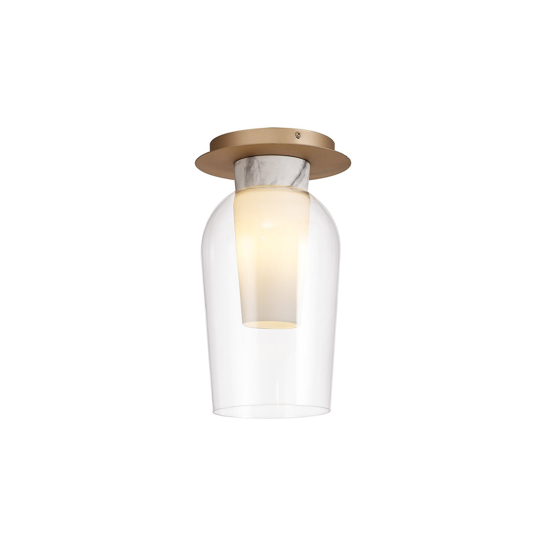 Mantra M8399 Nora 1 Light Semi Ceiling Gold/White/Clear Glass With Frosted Inner