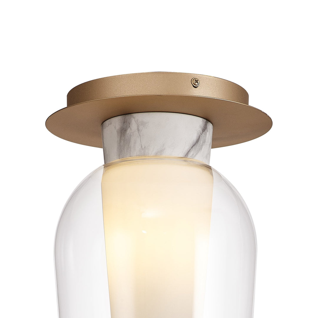 Mantra M8399 Nora 1 Light Semi Ceiling Gold/White/Clear Glass With Frosted Inner