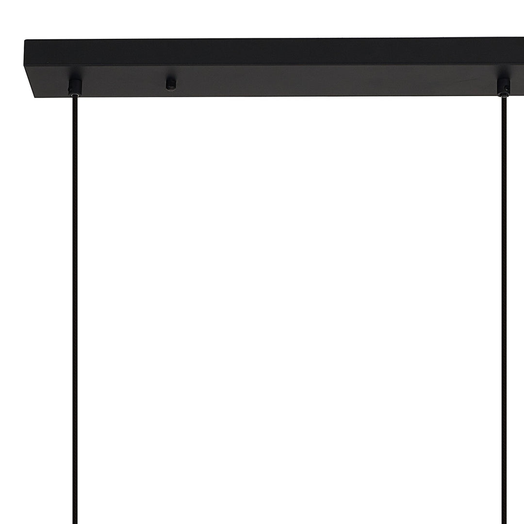 Mantra M8285 Nora 3 Light Linear Pendant Black/Black Marble/Chrome Glass With Frosted Inner