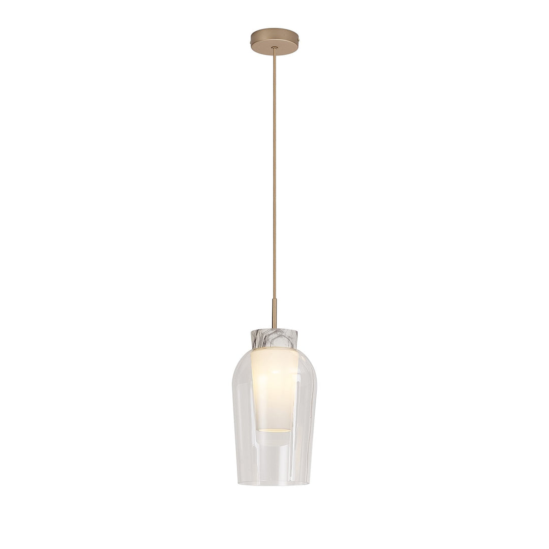 Mantra M8398 Nora Single Pendant Gold/White/Clear Glass With Frosted Inner