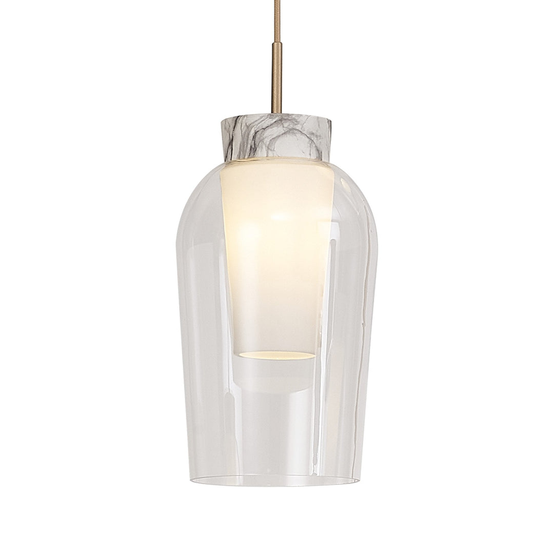 Mantra M8398 Nora Single Pendant Gold/White/Clear Glass With Frosted Inner