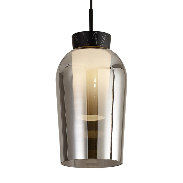Mantra M8286 Nora Single Pendant Black/Black Marble/Chrome Glass With Frosted Inner