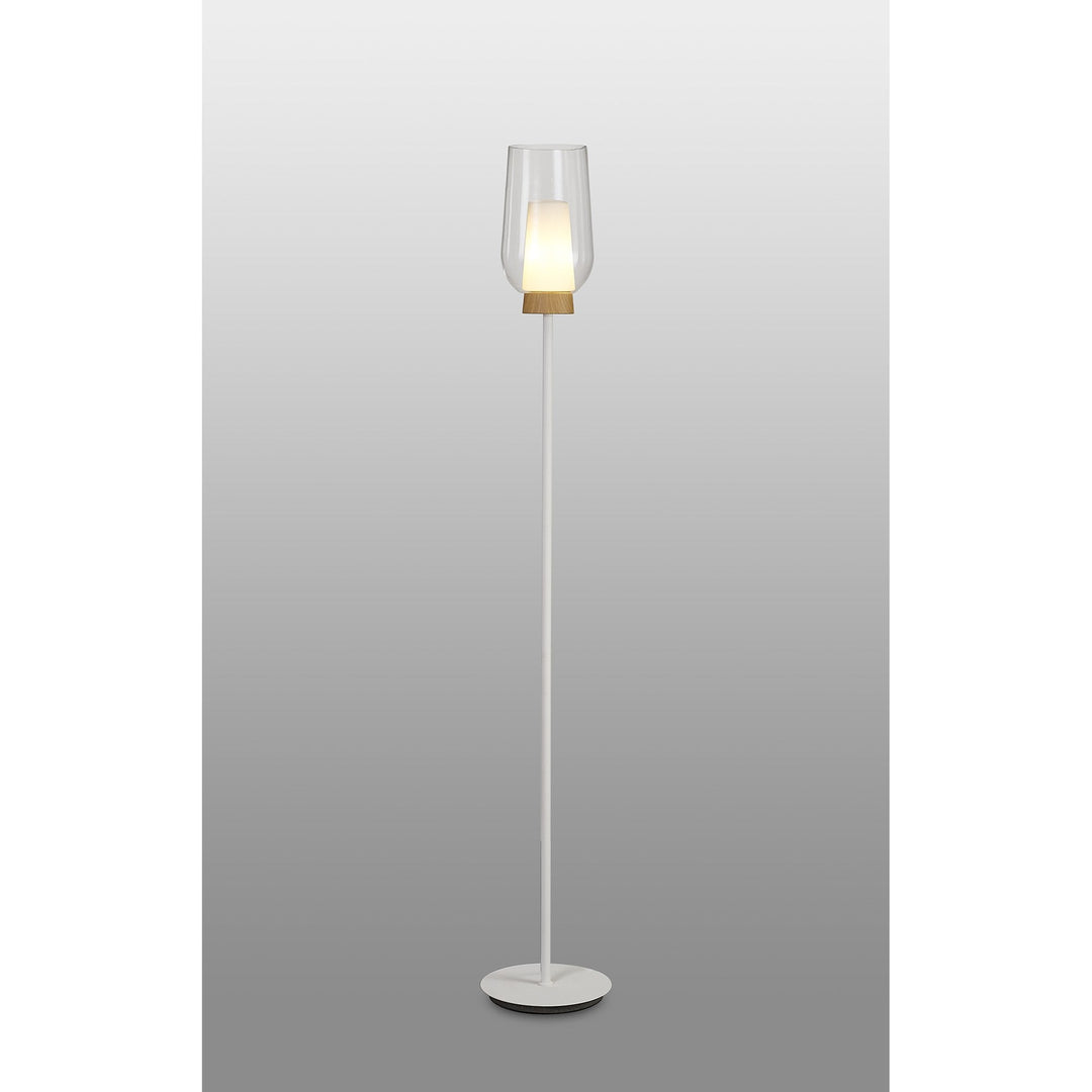 Mantra M8282 Nora Floor Lamp White/Wood/Clear Glass With Frosted Inner