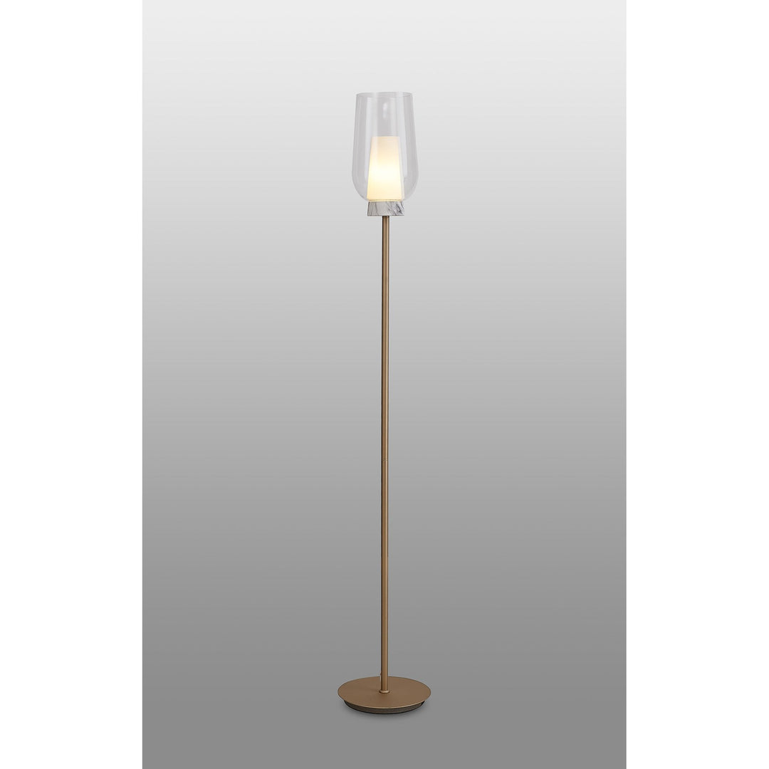 Mantra M8402 Nora Floor Lamp Gold/White/Clear Glass With Frosted Inner