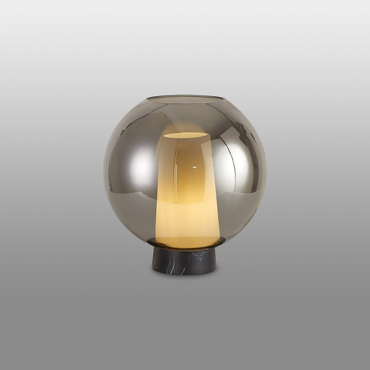 Mantra M8403 Nora Ball Table Lamp Black/Black Marble/Chrome Glass