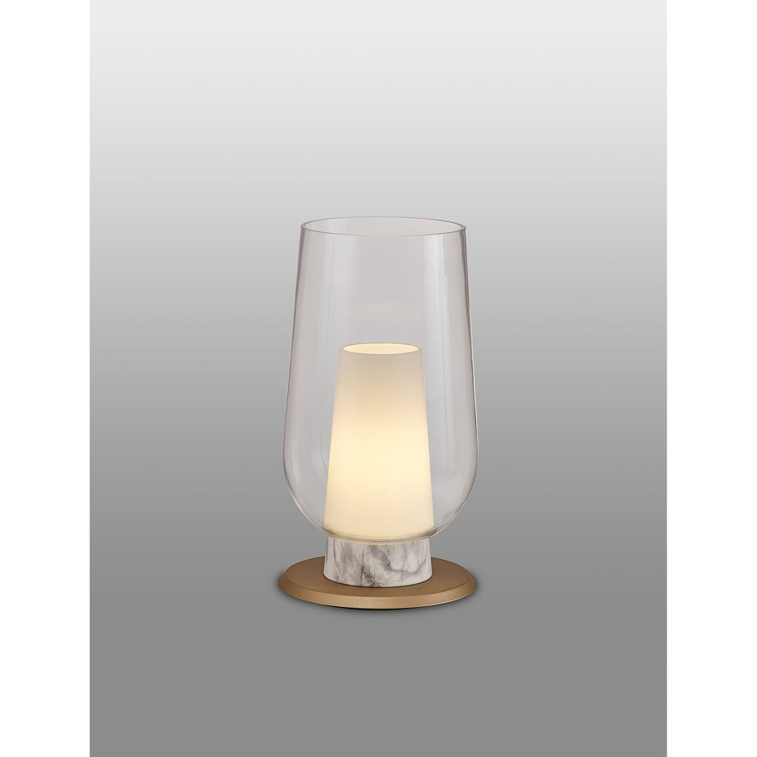 Mantra M8401 Nora Table Lamp Gold/White/Clear Glass With Frosted Inner