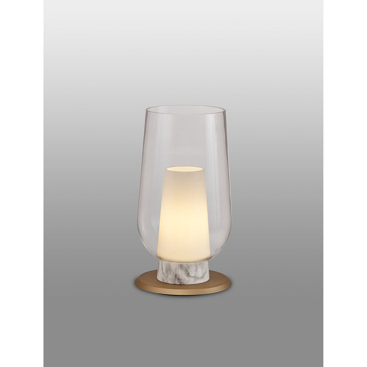Mantra M8401 Nora Table Lamp Gold/White/Clear Glass With Frosted Inner
