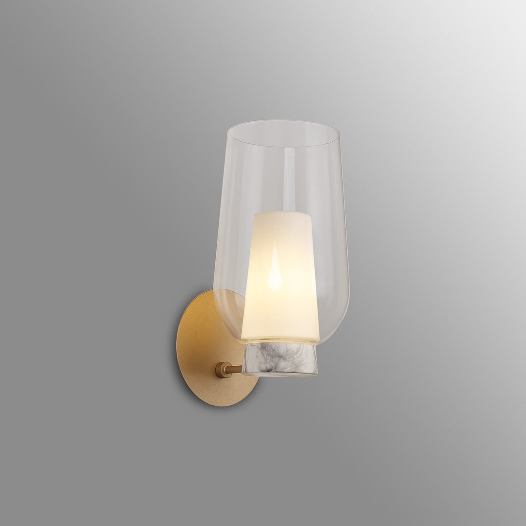 Mantra M8400 Nora Wall Lamp Gold/White/Clear Glass With Frosted Inner