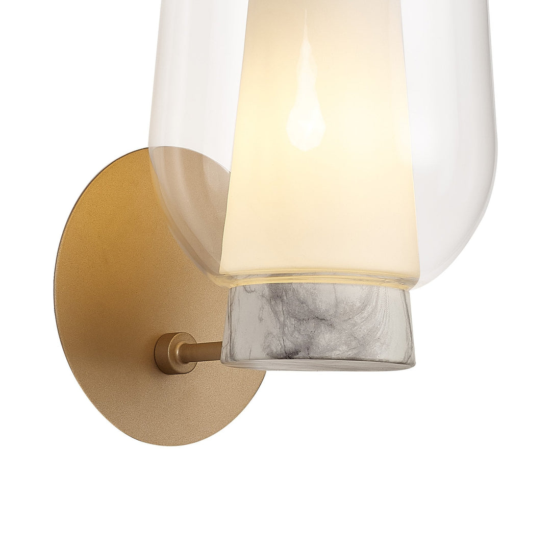 Mantra M8400 Nora Wall Lamp Gold/White/Clear Glass With Frosted Inner