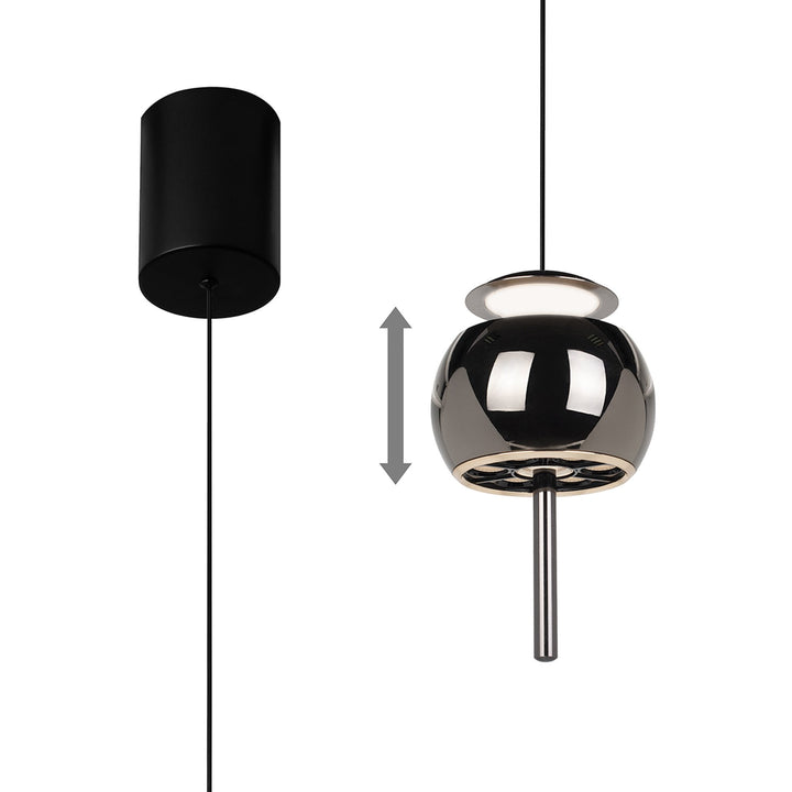 Mantra M8412 Roller Rise And Fall LED Pendant Black Chrome/Black