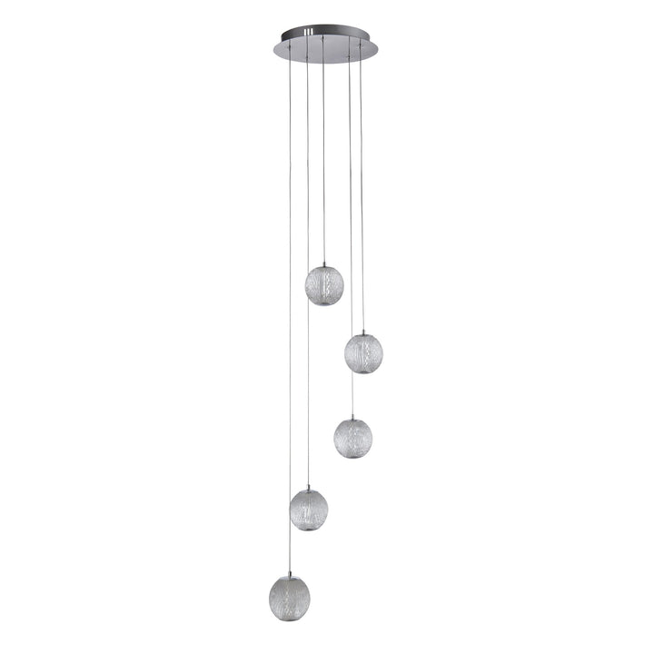 Searchlight 51481-5CC Allure 5 Light Multi Drop LED Pendant Chrome Metal Clear Acrylic