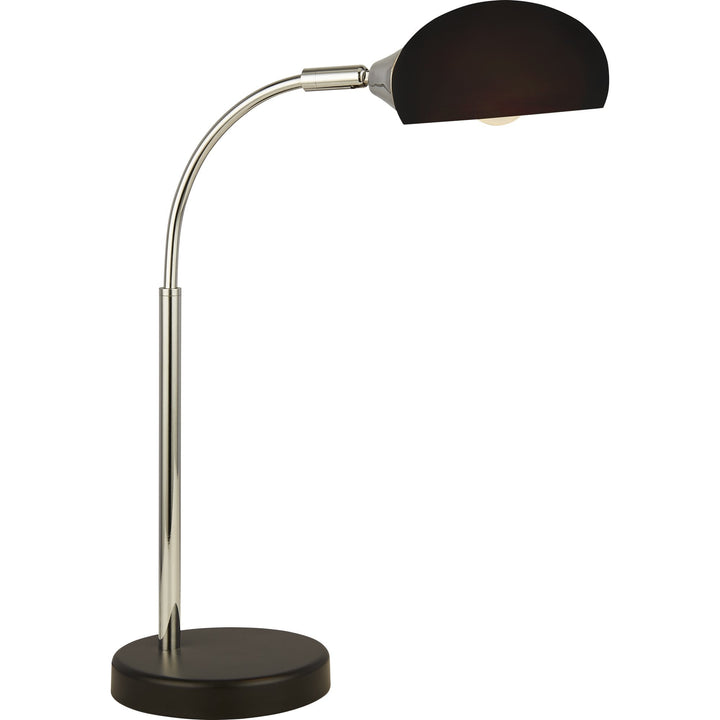 Searchlight 3086-1BK Astro Table Lamp Black Chrome Metal Black Glass Shade