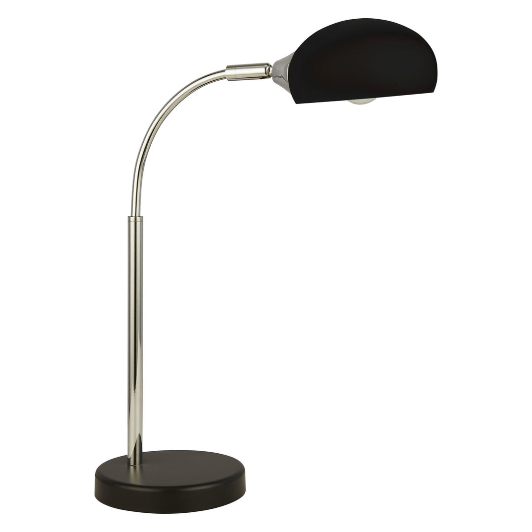 Searchlight 3086-1BK Astro Table Lamp Black Chrome Metal Black Glass Shade