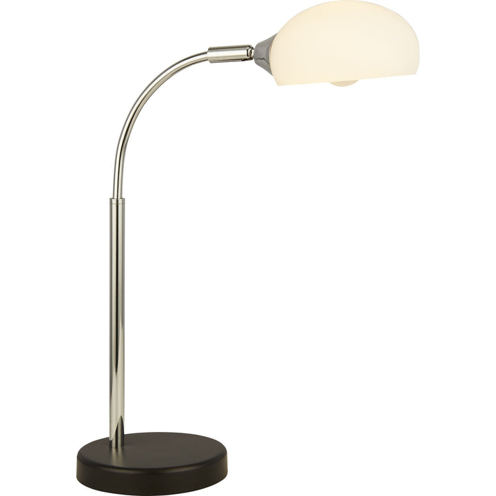 Searchlight 3086-1WH Astro Table Lamp Black Chrome Metal Opal Glass Shade