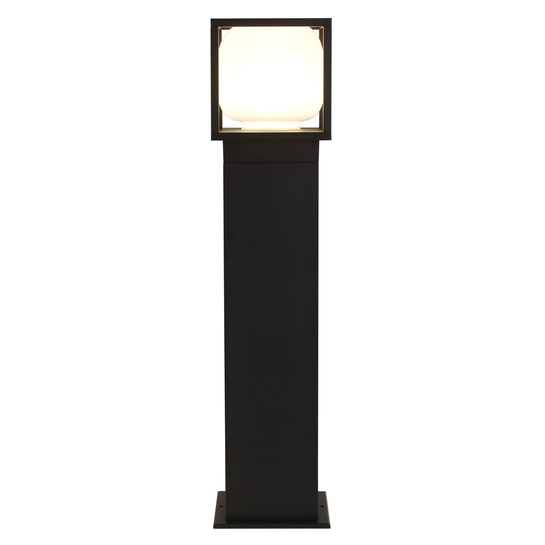 Searchlight 38141-650 Athens Outdoor Post Black Metal Opal Glass