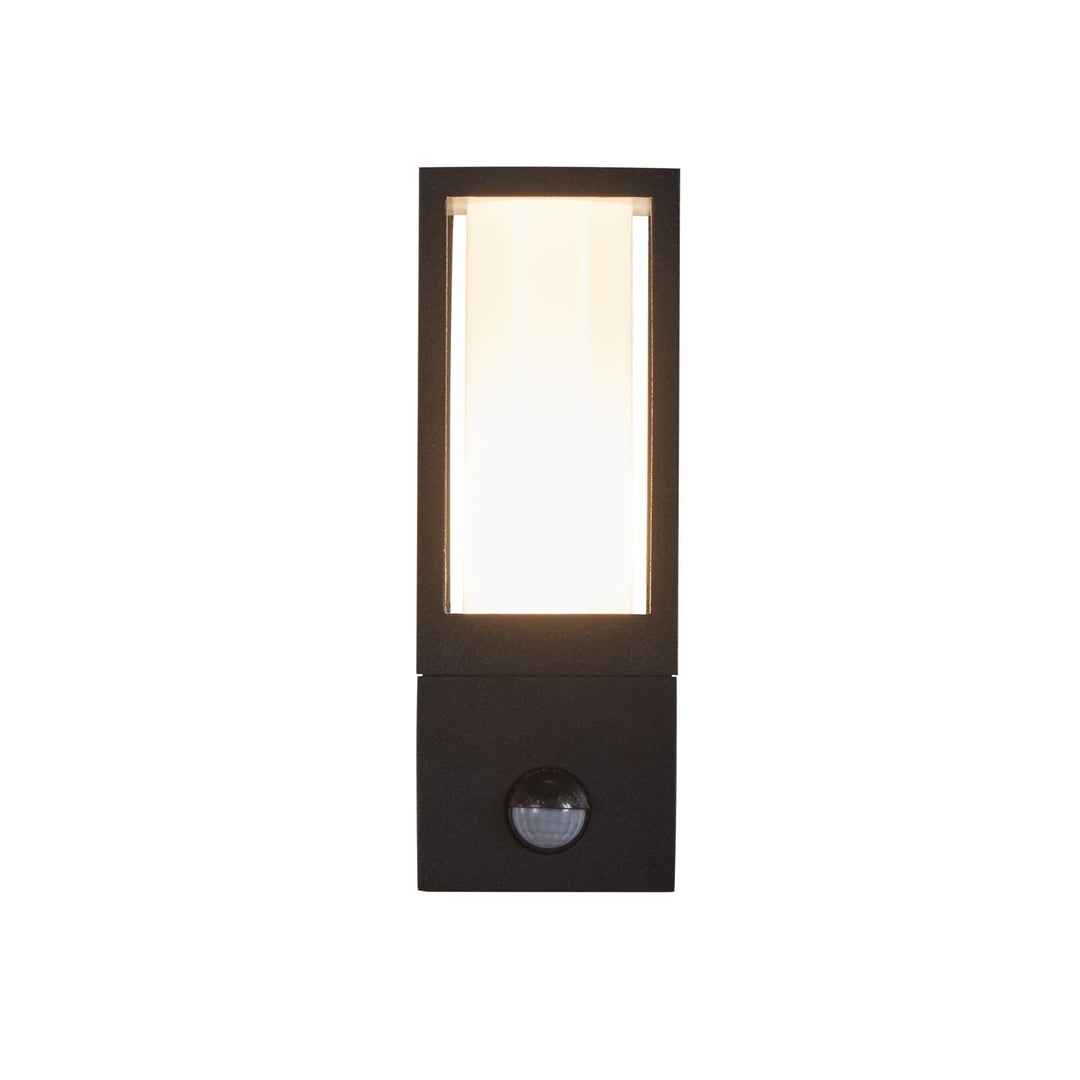 Searchlight 91251-1BK-PIR Avenue Outdoor Wall Light Black Metal White Polycarbonate PIR