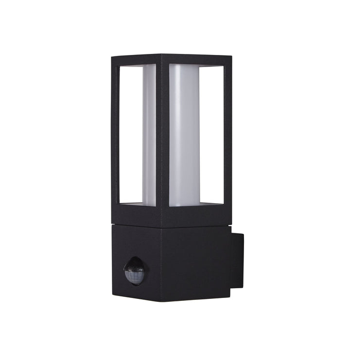 Searchlight 91251-1BK-PIR Avenue Outdoor Wall Light Black Metal White Polycarbonate PIR