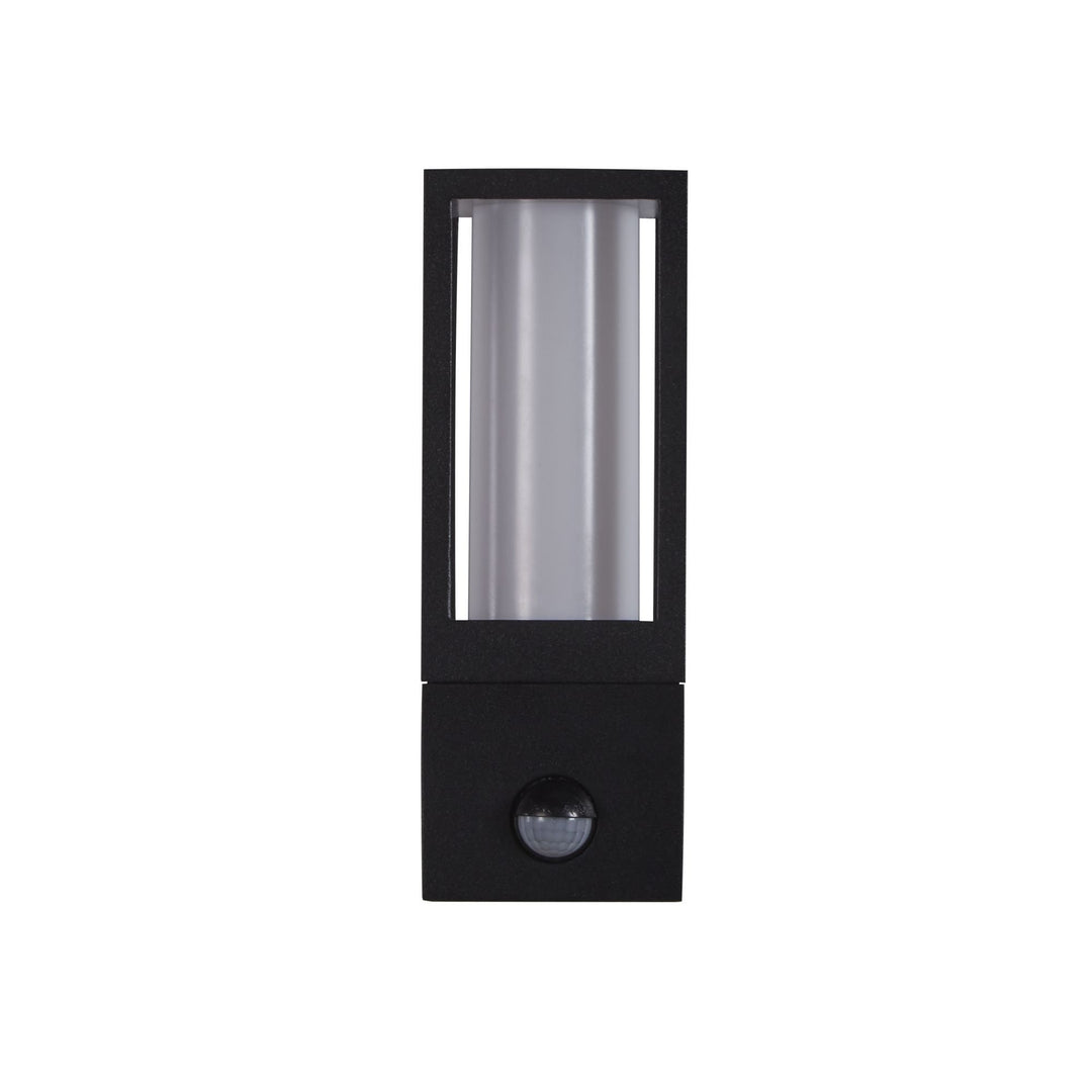 Searchlight 91251-1BK-PIR Avenue Outdoor Wall Light Black Metal White Polycarbonate PIR